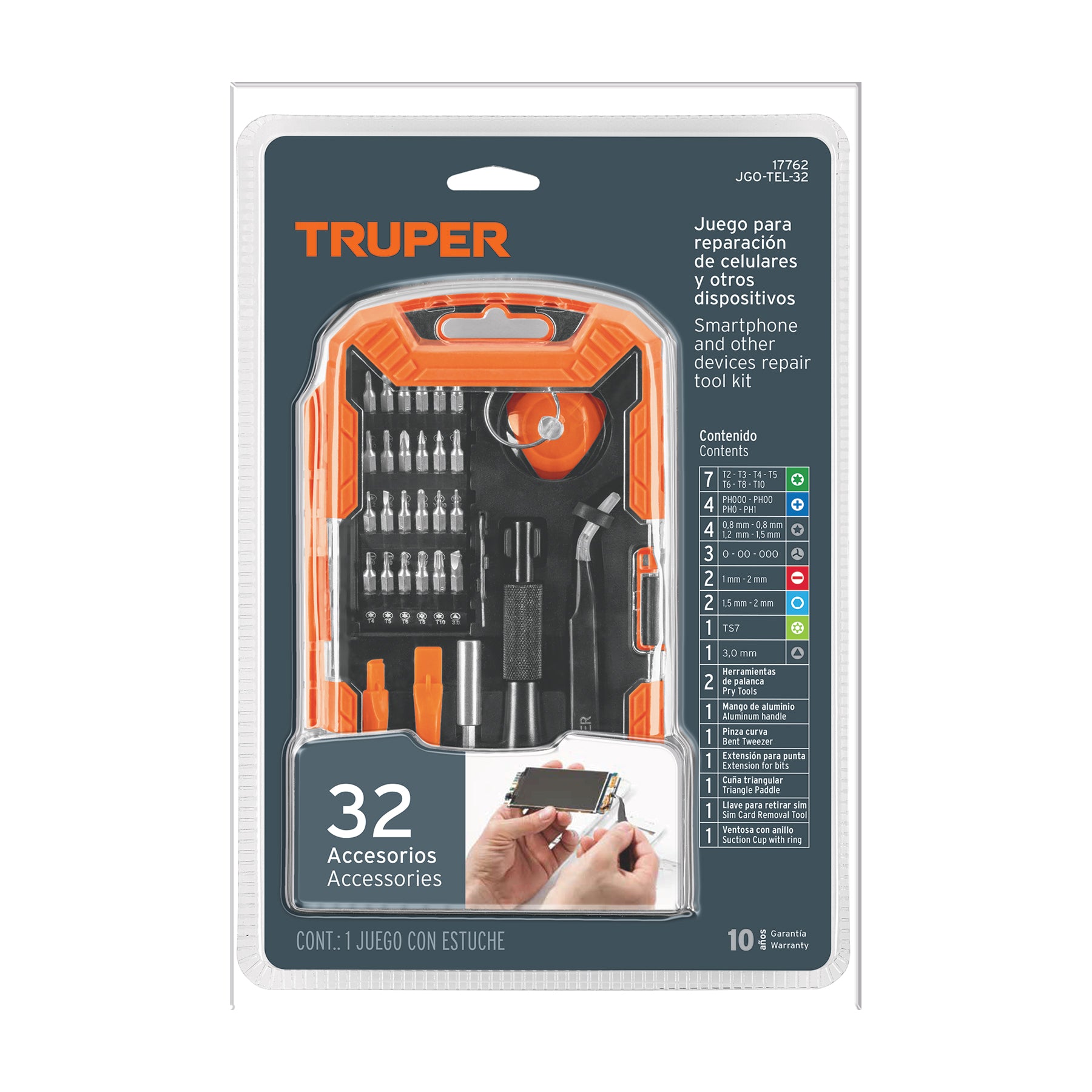 Juego de 32 piezas para reparación de electrónica, TRUPER