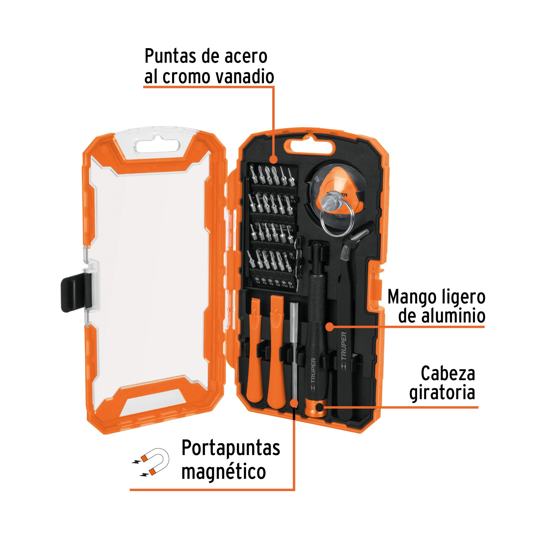 Juego de 32 piezas para reparación de electrónica, TRUPER