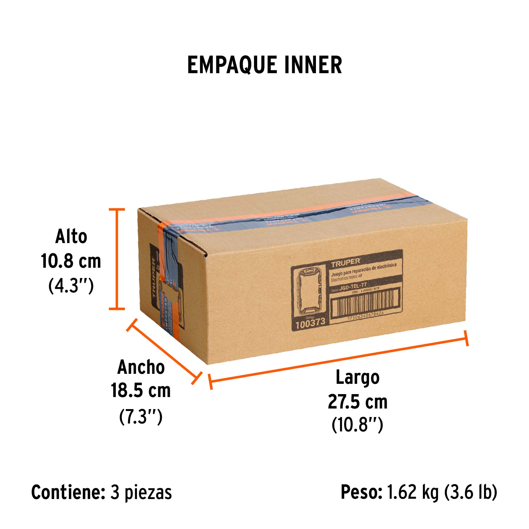 Juego de 77 piezas para reparación de electrónica, TRUPER - Empaque