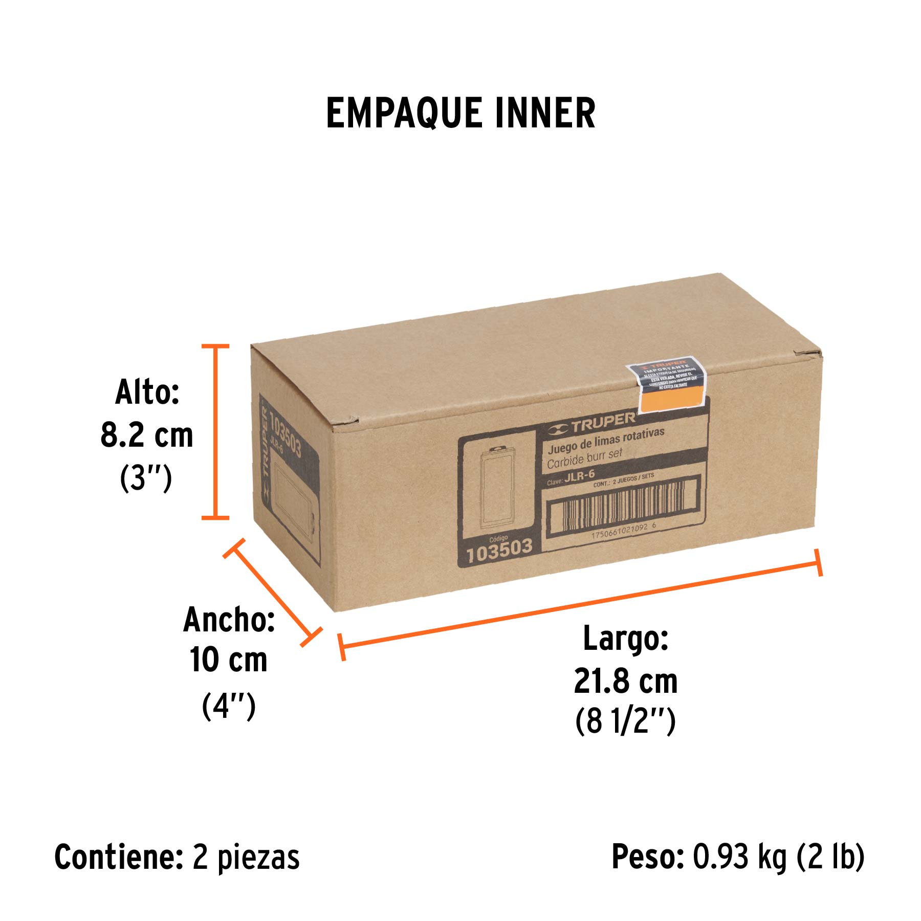 Juego de 6 limas rotativas, TRUPER - Empaque