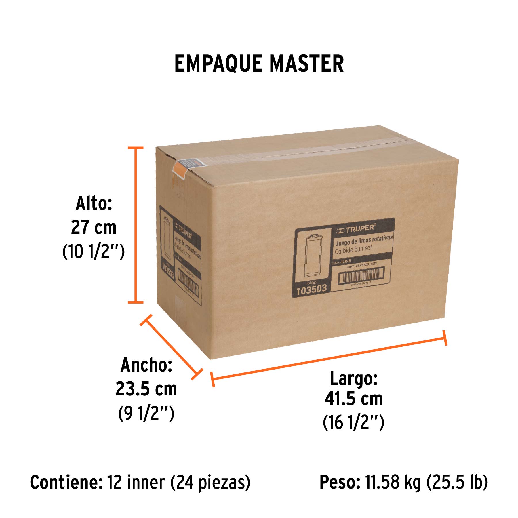 Juego de 6 limas rotativas, TRUPER - Empaque