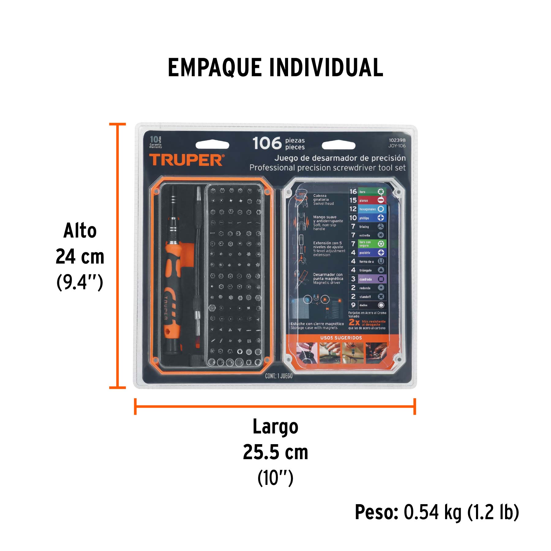 Desarmador de precisión con 106 puntas intercambiables - Empaque