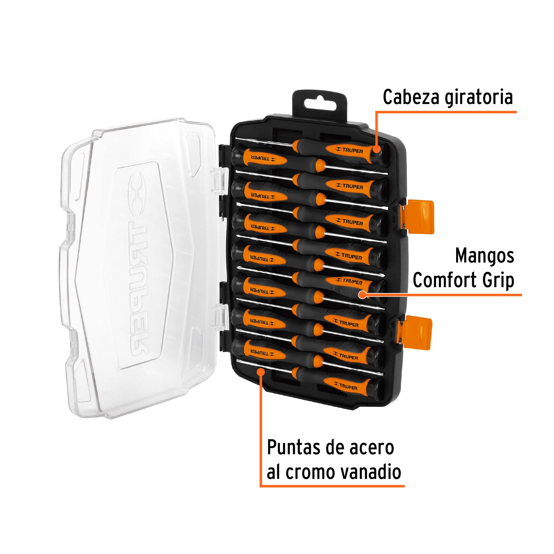 Juego con 15 desarmadores largos de precisión, TRUPER