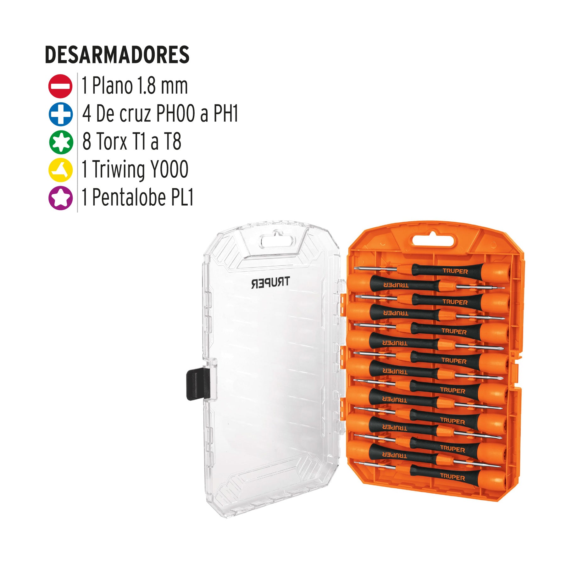 Juego con 15 desarmadores de precisión, TRUPER