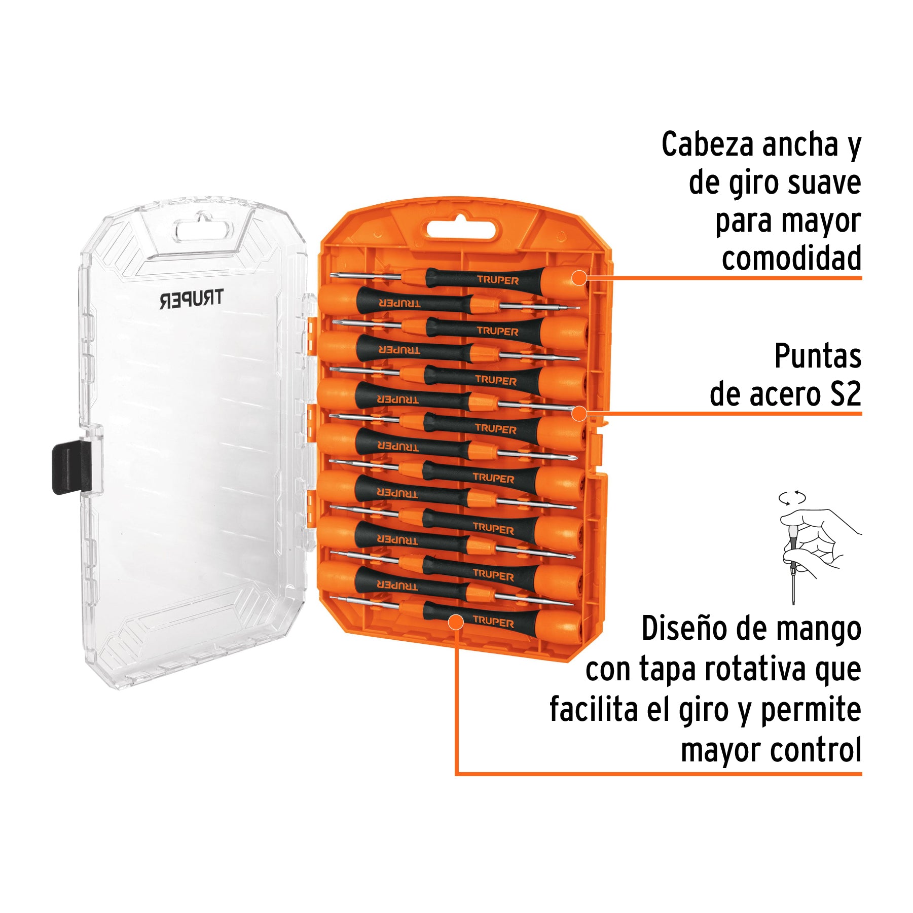 Juego con 15 desarmadores de precisión, TRUPER