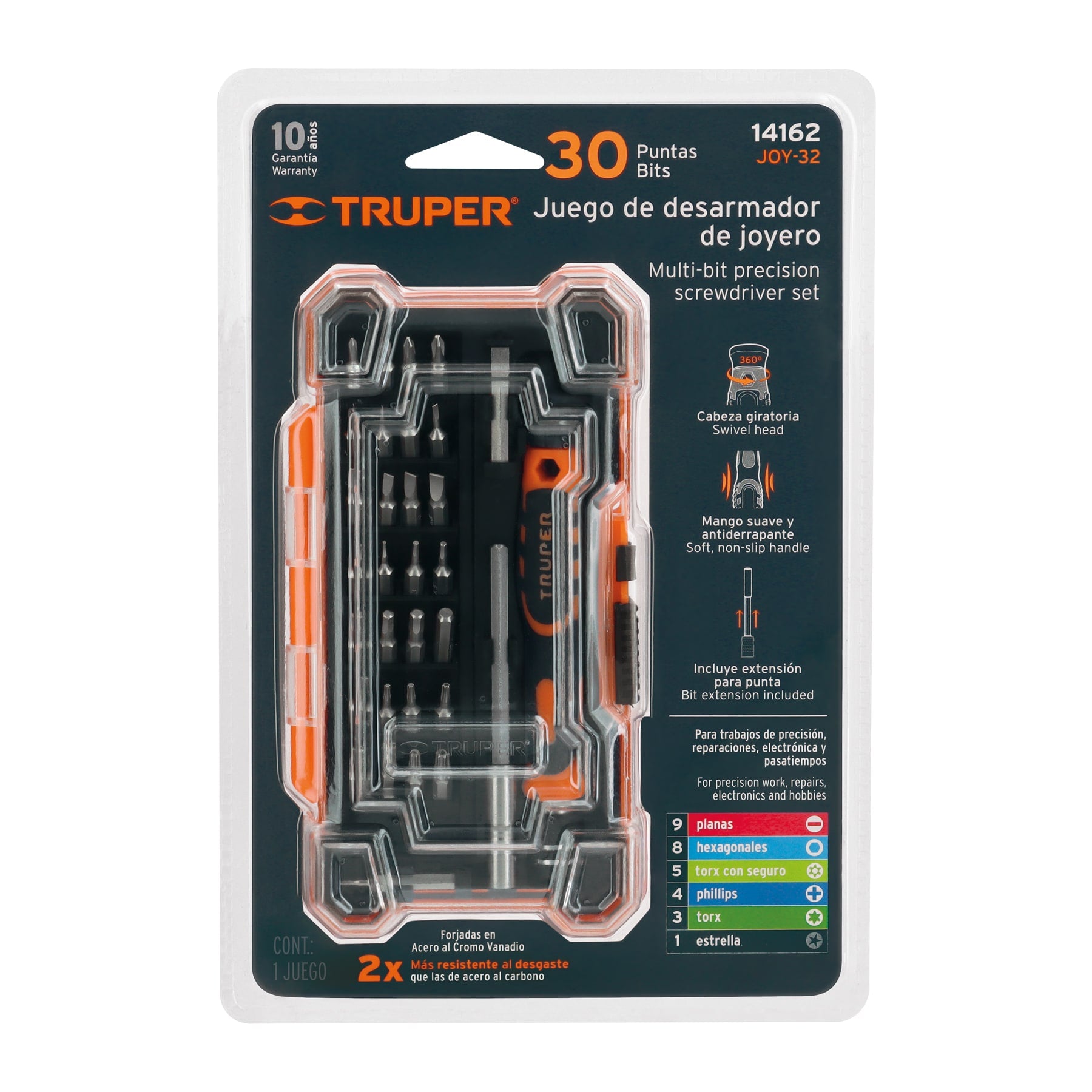 Desarmador de precisión con 30 puntas y extensión, TRUPER