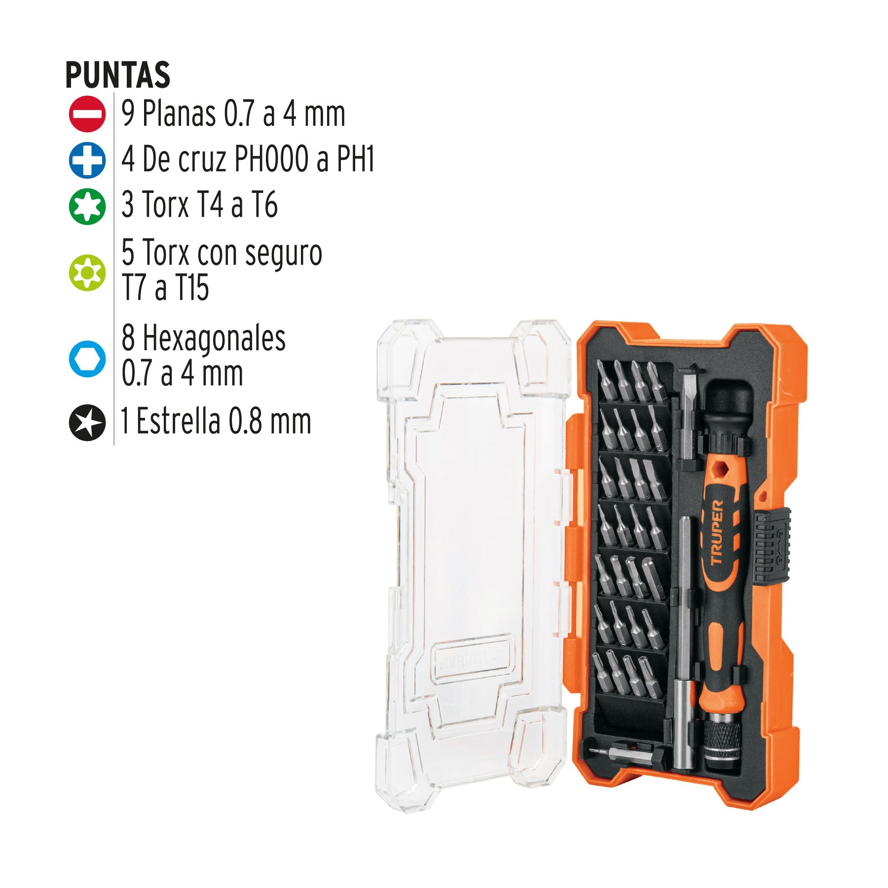 Desarmador de precisión con 30 puntas y extensión, TRUPER