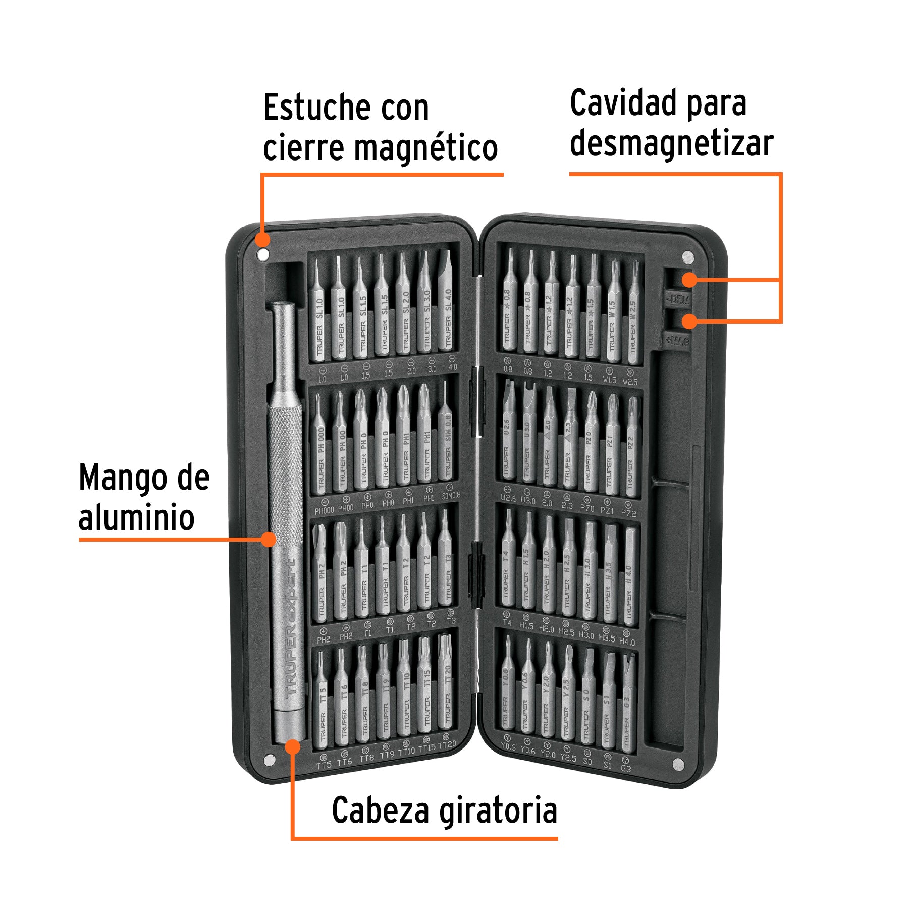 Desarmador de precisión con 56 puntas intercambiables,EXPERT