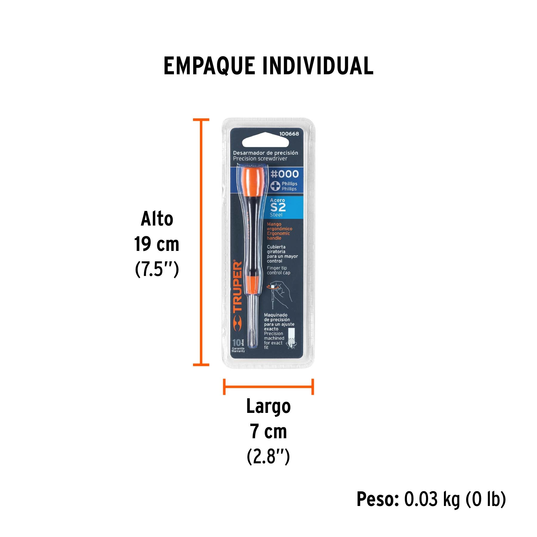 Desarmador de precisión de cruz PH000 mango ergonómico - Empaque