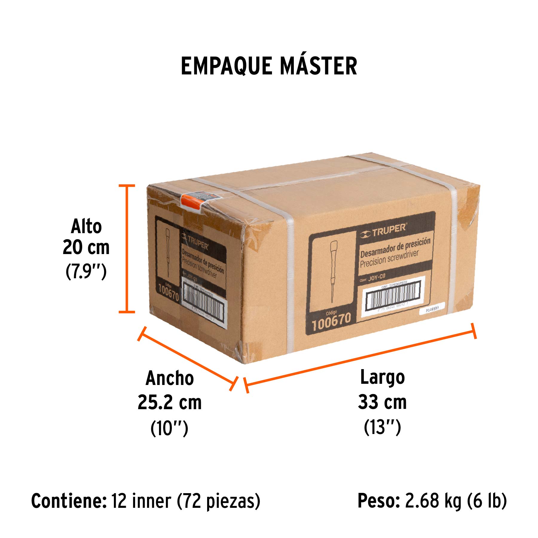 Desarmador de precisión de cruz PH0 mango ergonómico, TRUPER - Empaque