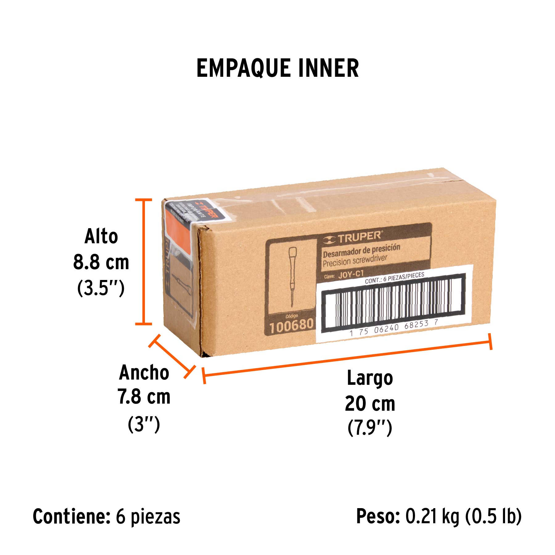 Desarmador de precisión de cruz PH1 mango ergonómico, TRUPER - Empaque