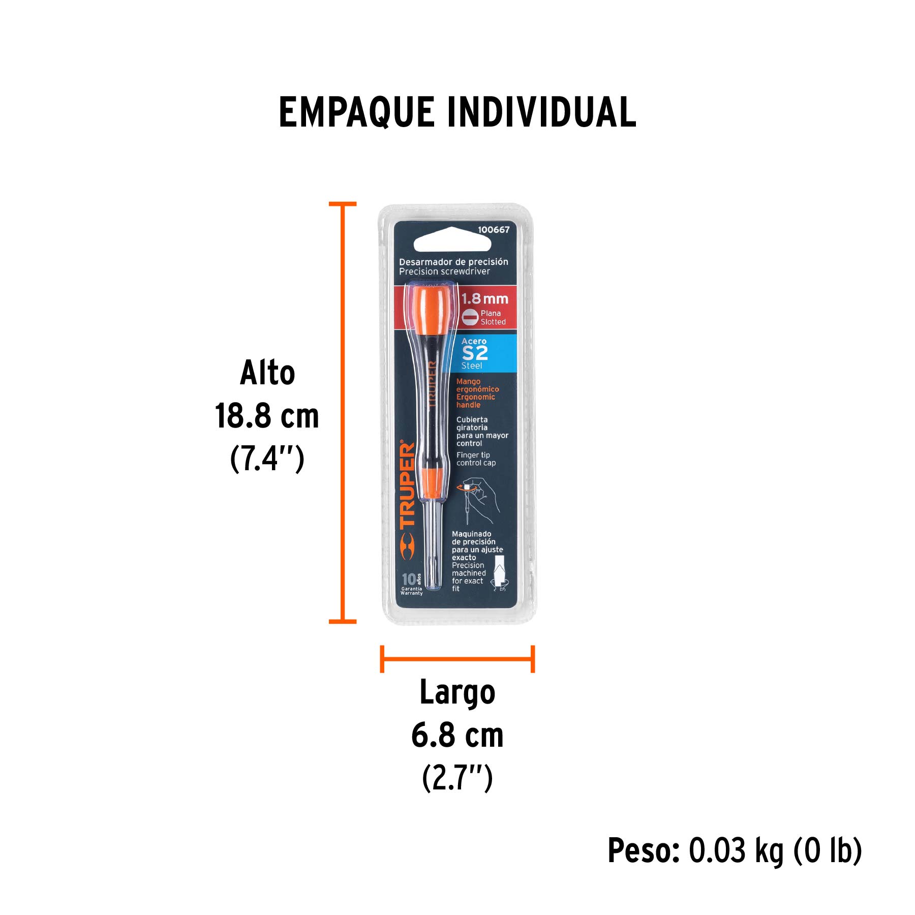 Desarmador de precisión plano de 1.8 mm mango ergonómico - Empaque
