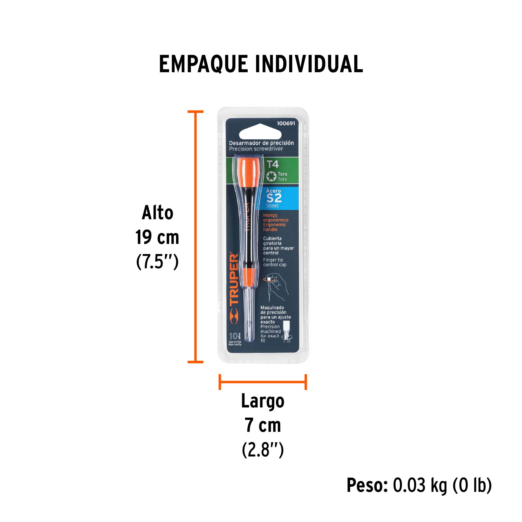 Desarmador de precisión punta torx T4 mango ergonómico - Empaque
