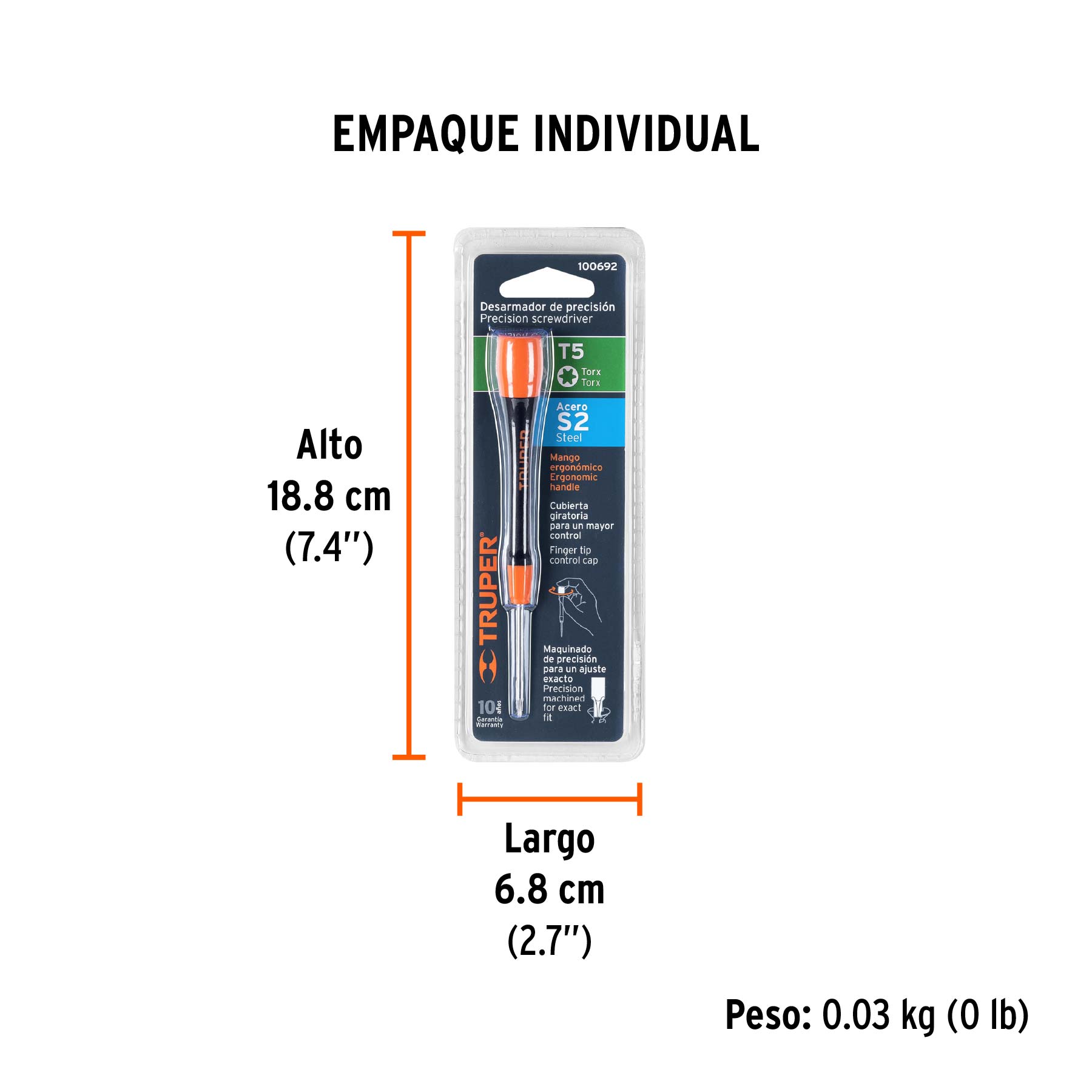 Desarmador de precisión punta torx T5 mango ergonómico - Empaque