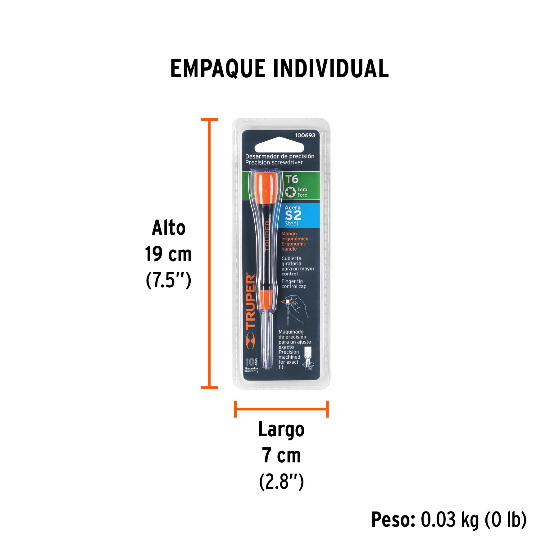 Desarmador de precisión punta torx T6 mango ergonómico - Empaque