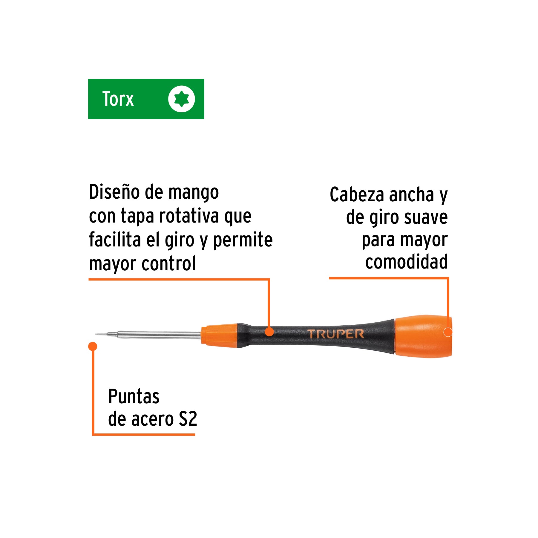 Desarmador de precisión punta torx T6 mango ergonómico
