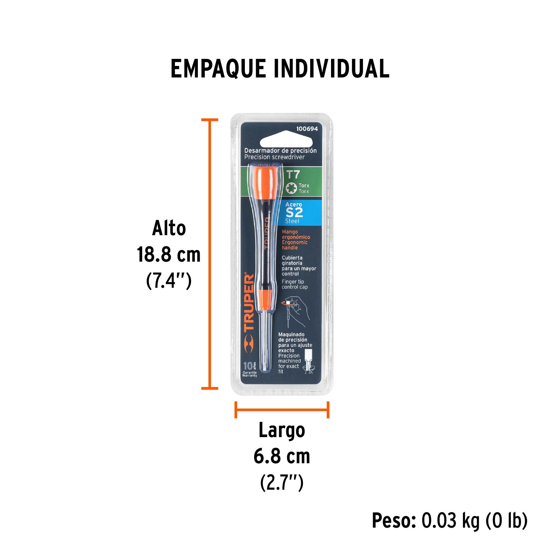 Desarmador de precisión punta torx T7 mango ergonómico - Empaque