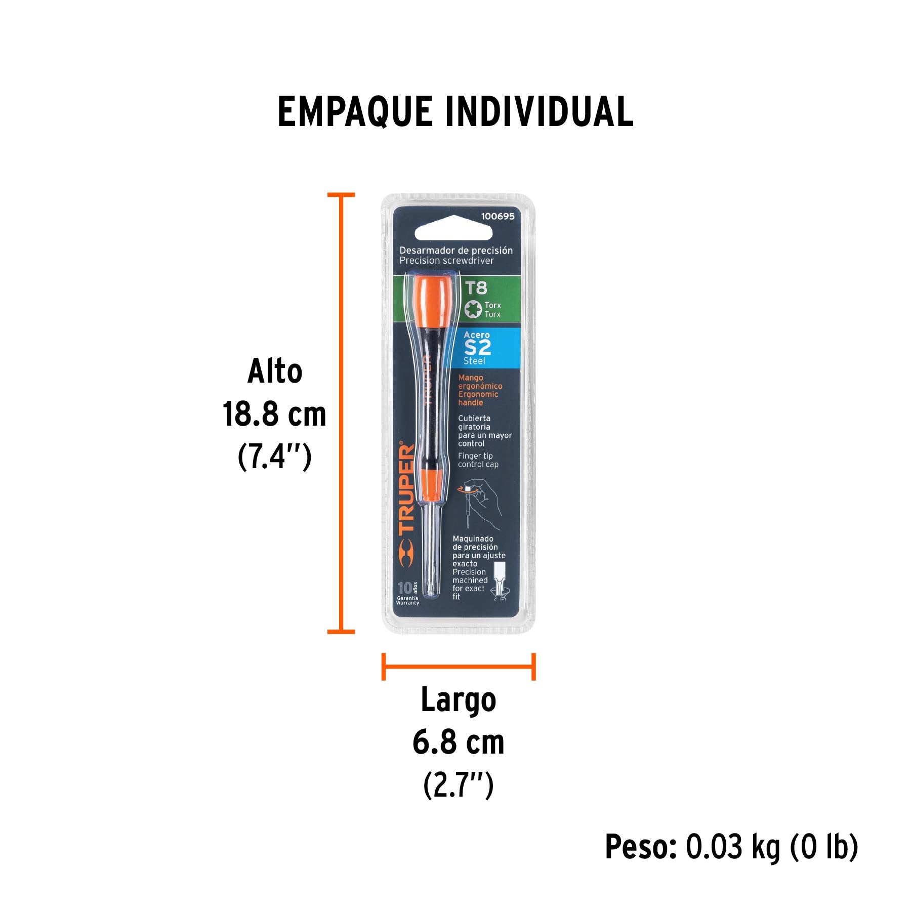 Desarmador de precisión punta torx T8 mango ergonómico - Empaque