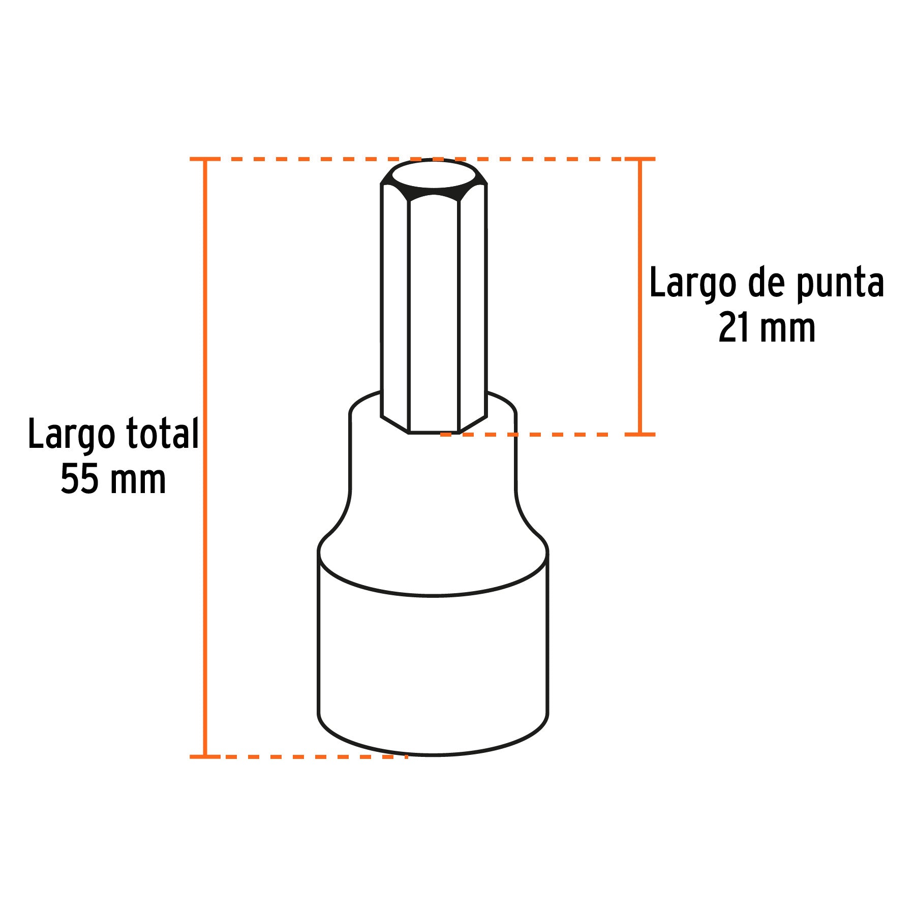 Juego de 7 dados cuadro 1/2" punta hexagonal std, TRUPER
