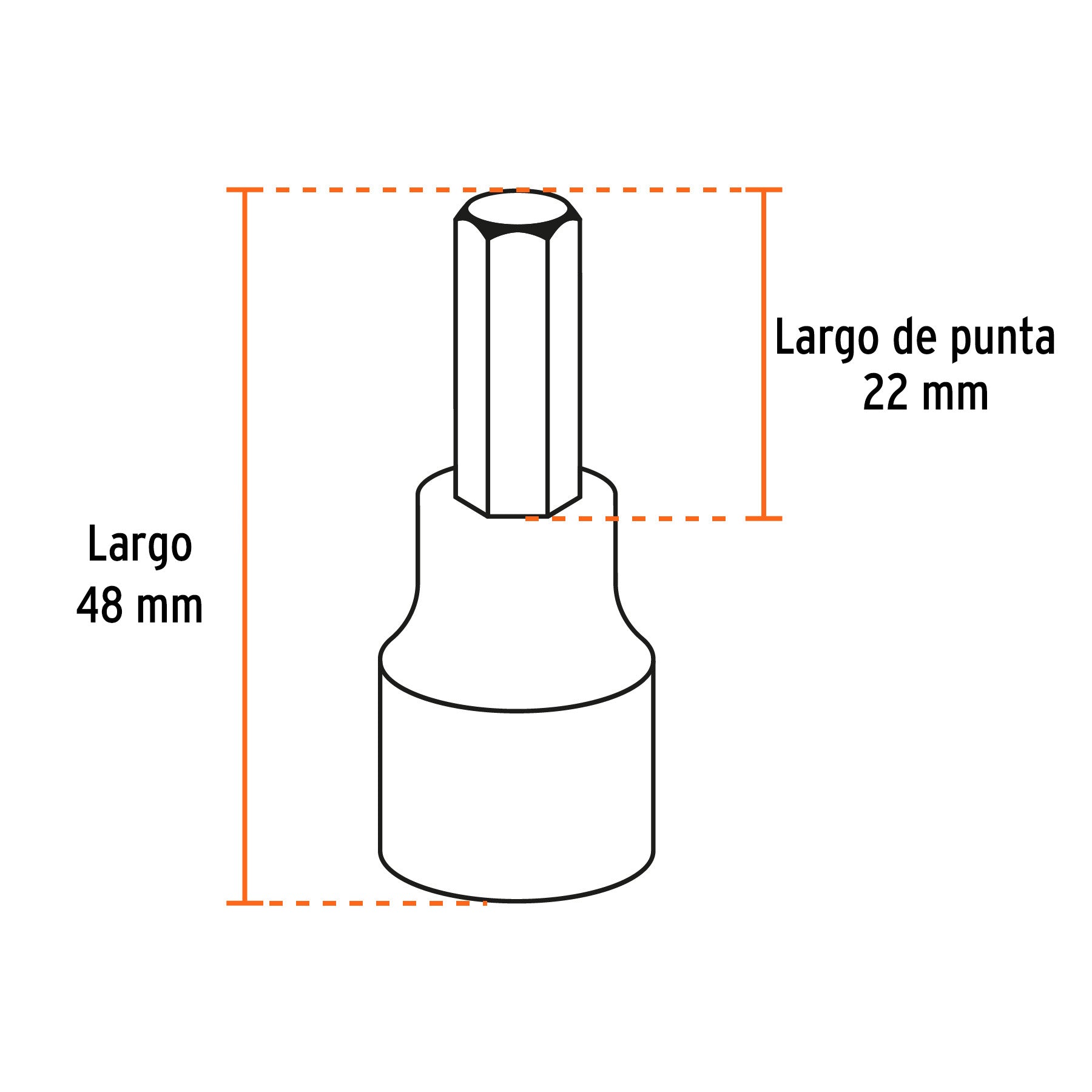 Juego de 7 dados cuadro 3/8" punta hexagonal mm, TRUPER