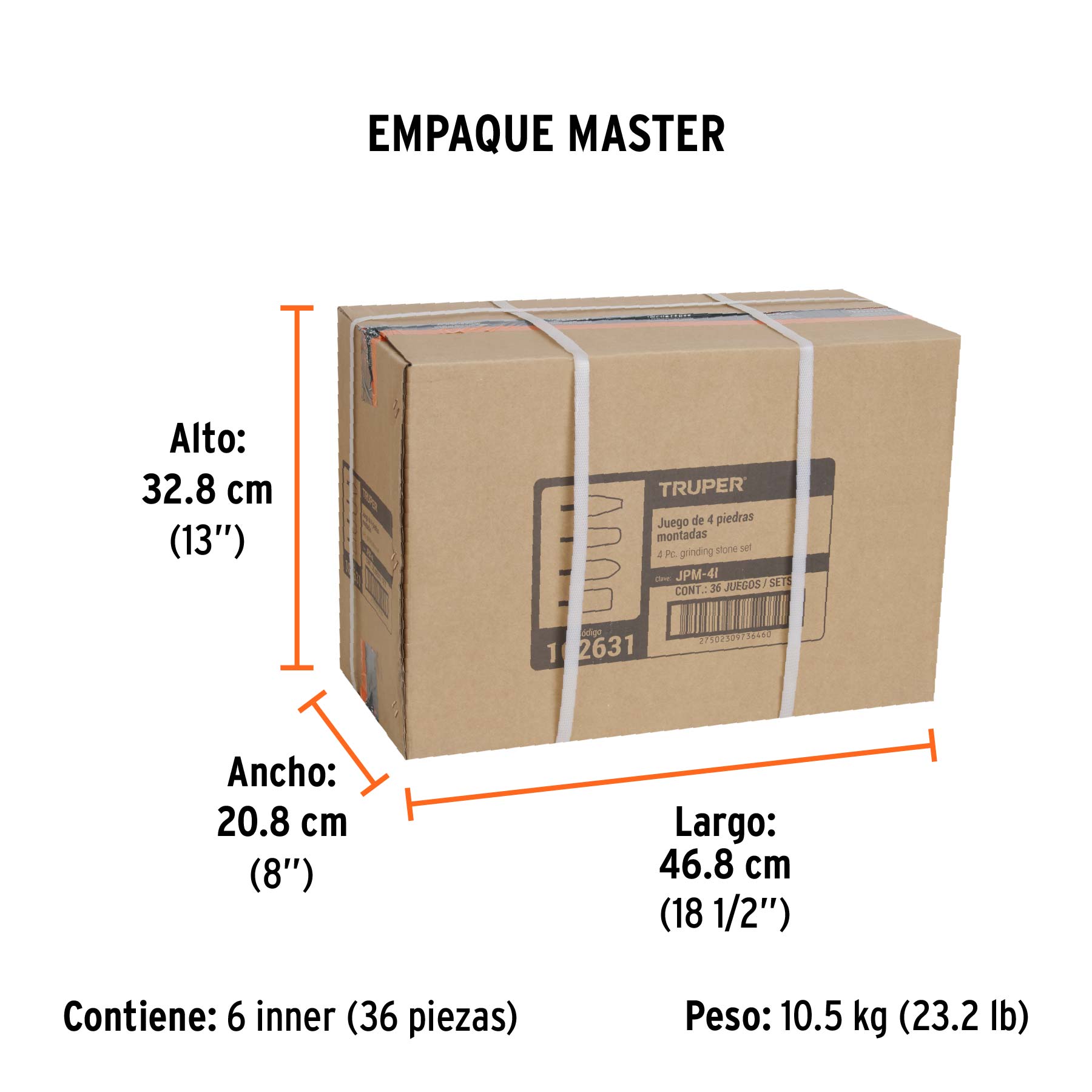 Juego de 4 piedras montadas zanco 1/4", acero inoxidable - Empaque