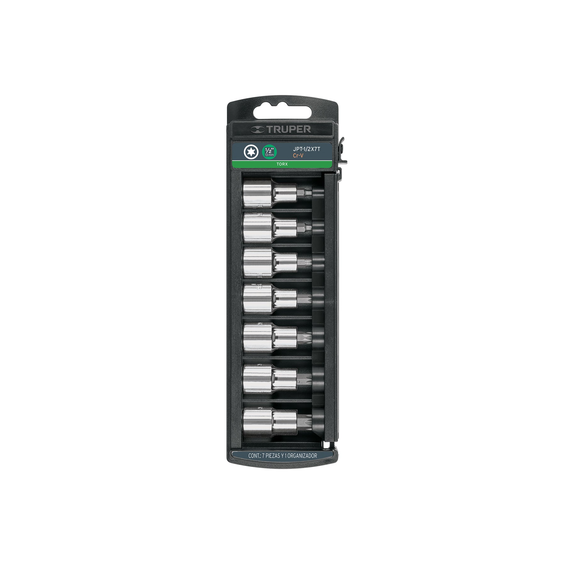 Juego de 7 dados cuadro 1/2" punta torx, TRUPER