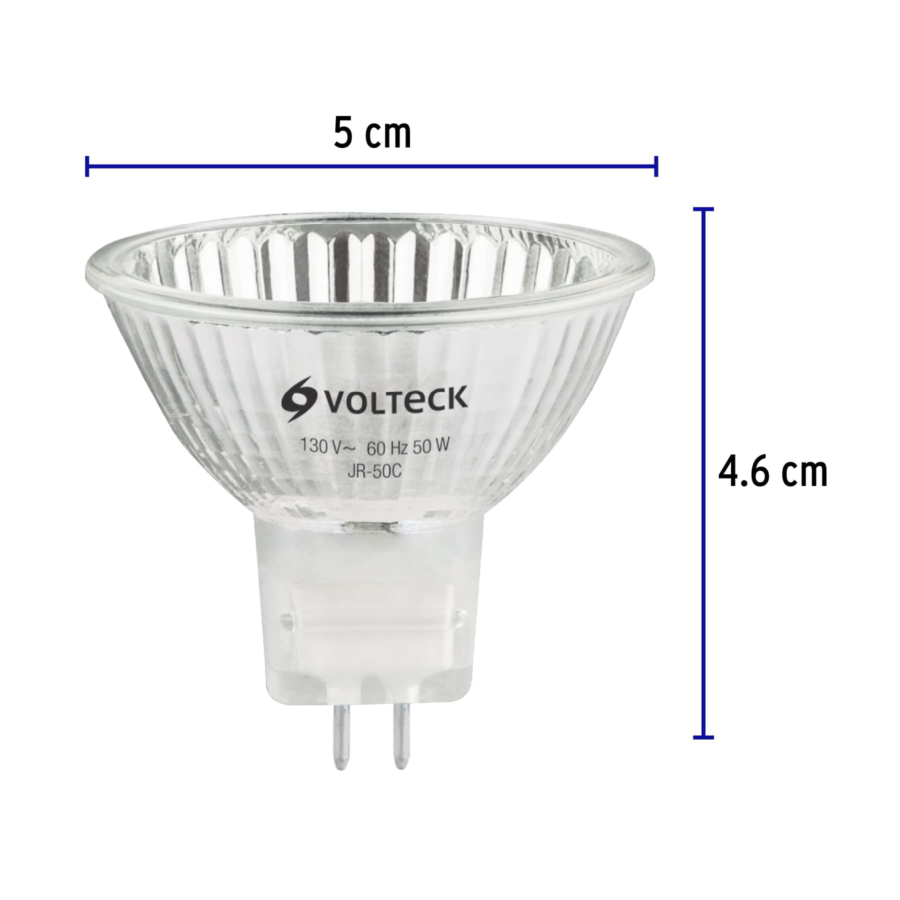 Lámpara de halógeno transp. 50 W tipo MR16 en caja, VOLTECK