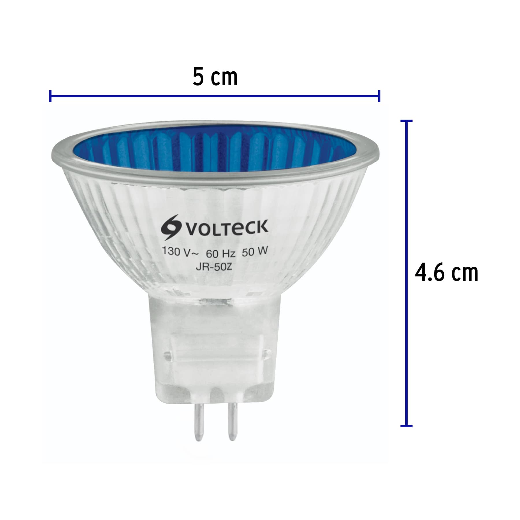 Lámpara de halógeno azul 50 W tipo MR16 en caja, VOLTECK