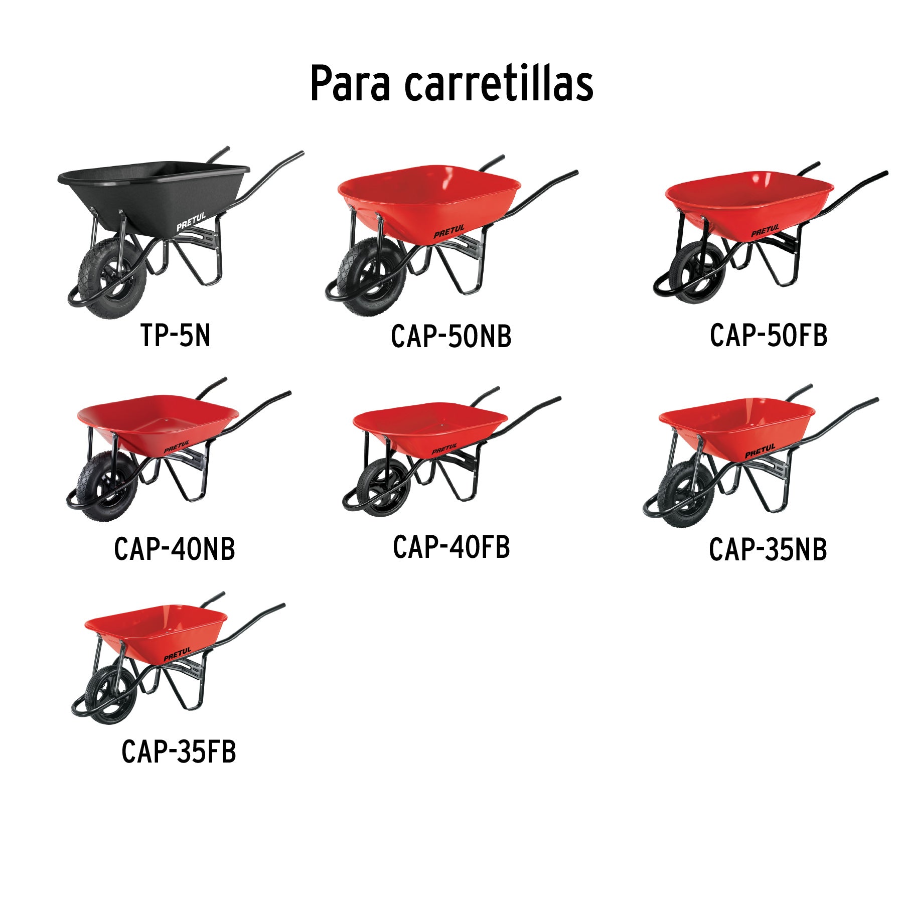 Tornilleria,chumaceras y eje,carretilla TP-5N y rojas PRETUL