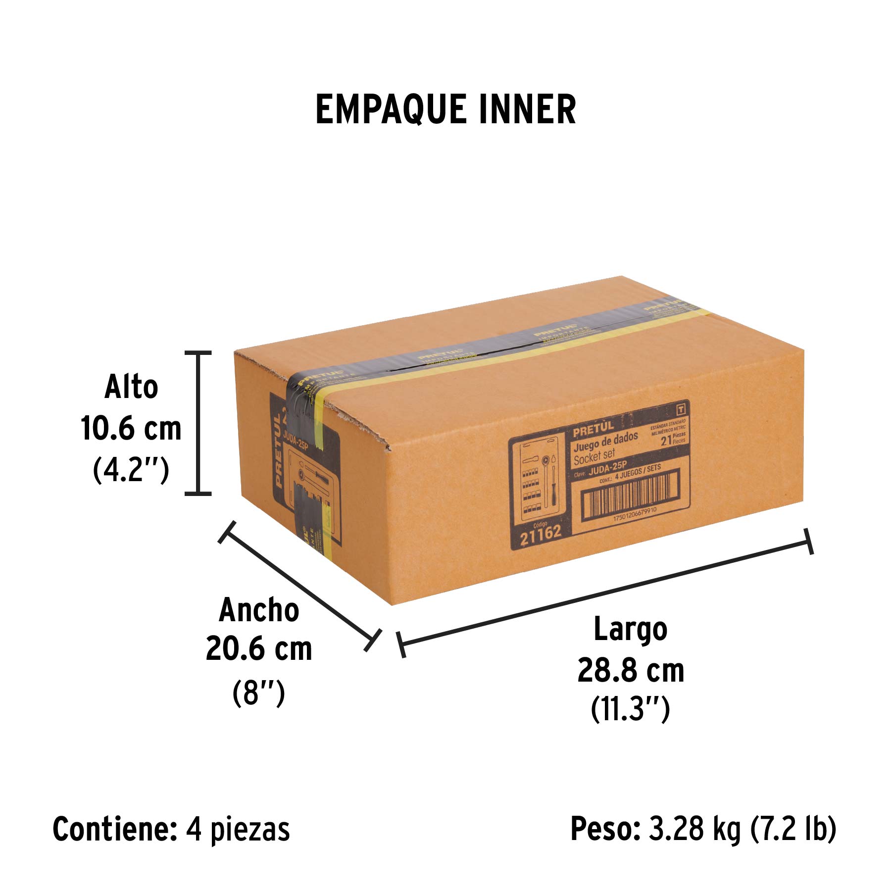 Juego de 21 herramientas 1/4" y 3/8" para mecánico, PRETUL - Empaque