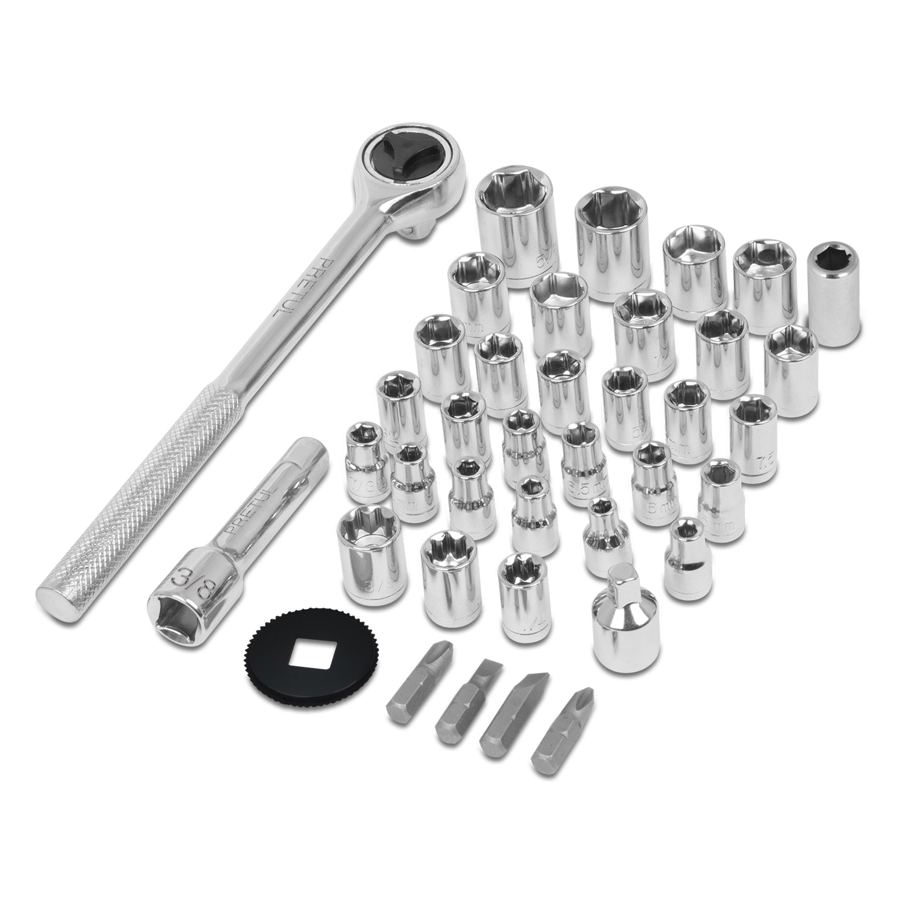 Juego de 39 herramientas 1/4" y 3/8" para mecánico, PRETUL