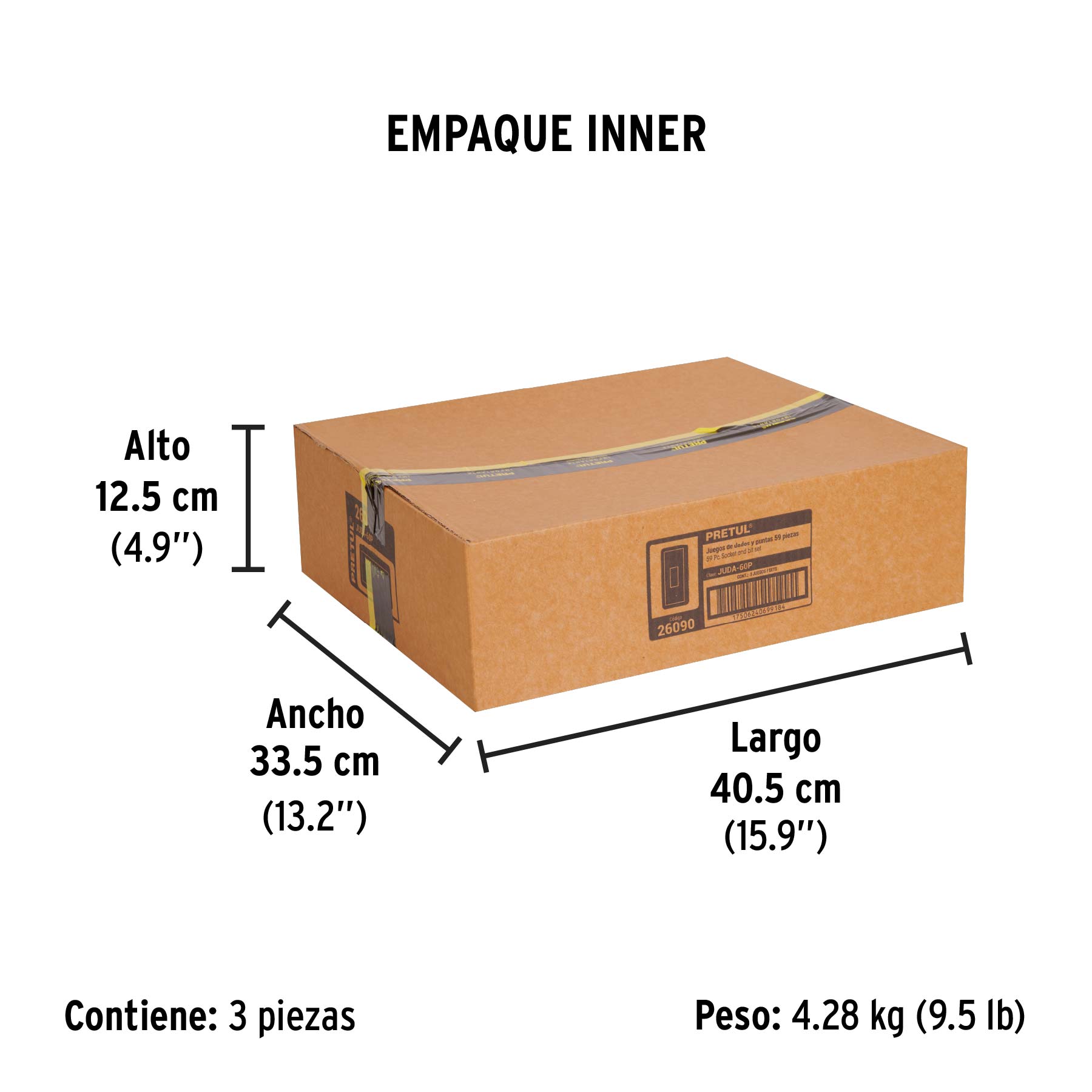 Juego de 60 herramientas 1/4" y 3/8" para mecánico, PRETUL - Empaque