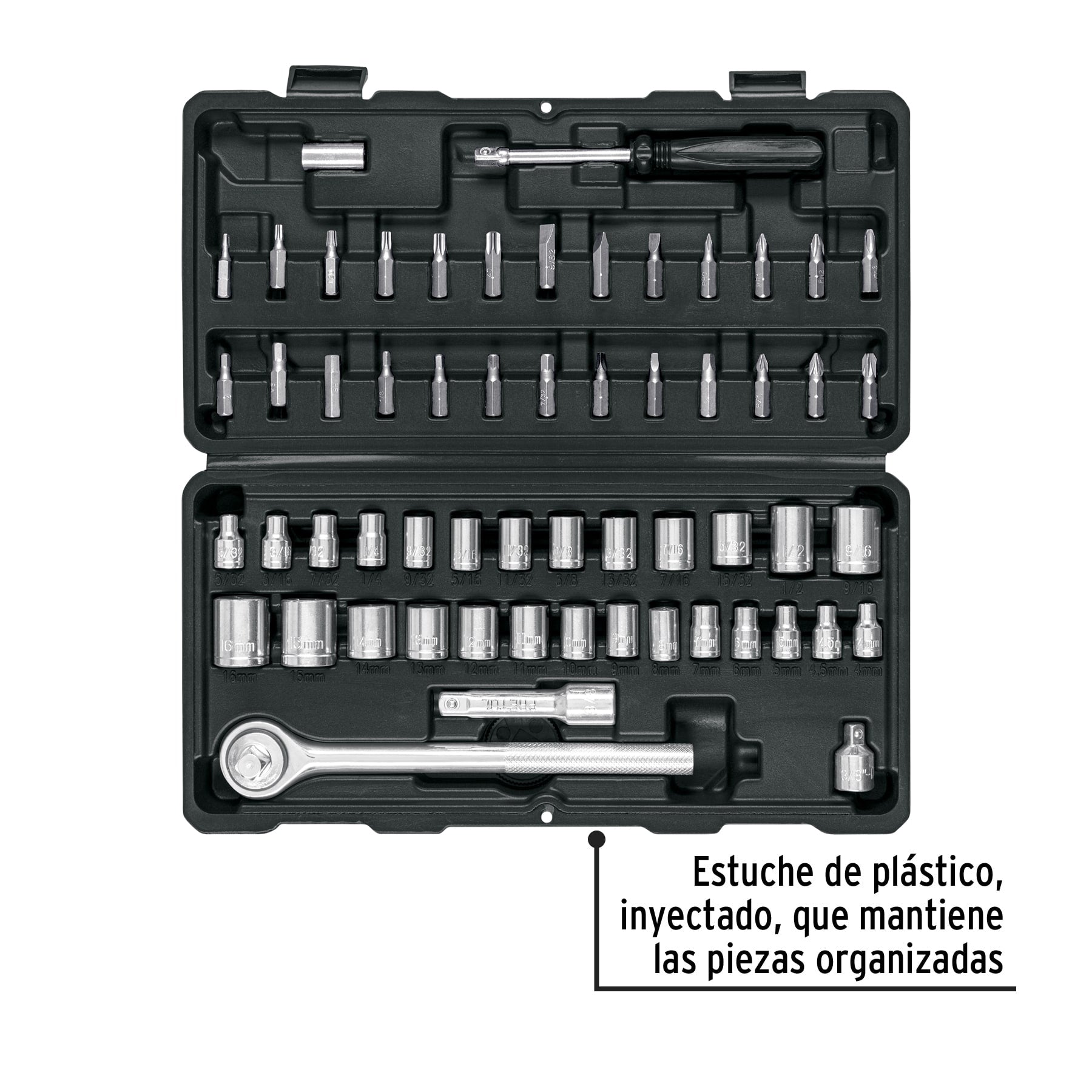 Juego de 60 herramientas 1/4" y 3/8" para mecánico, PRETUL