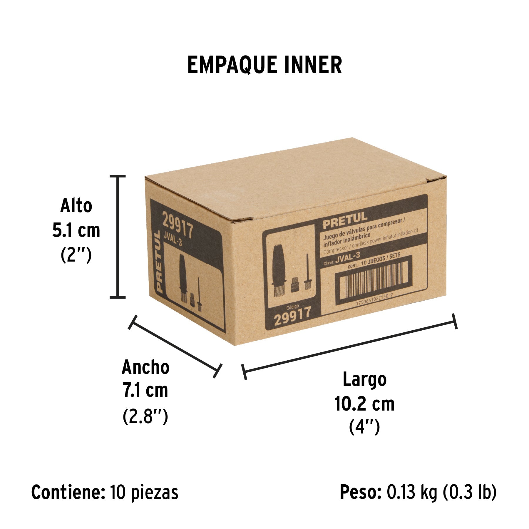 Juego de válvulas para infladores y bombas de aire, PRETUL - Empaque