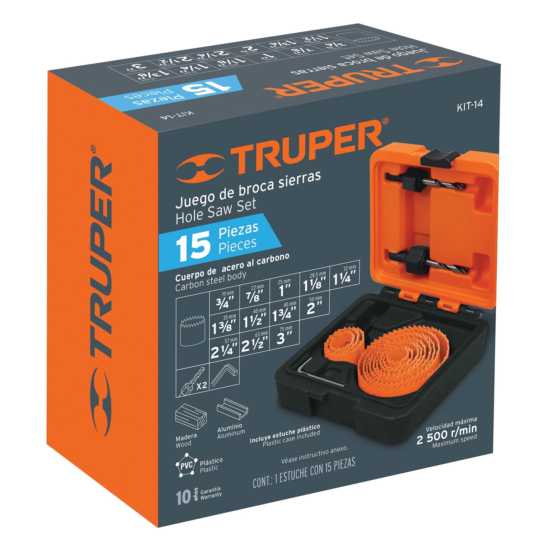 Kit de 15 brocasierras para madera en estuche