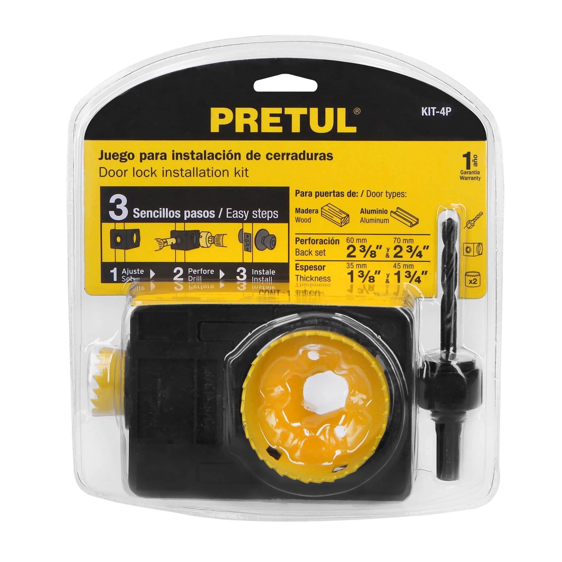 Juego de 4 piezas para instalar cerraduras, PRETUL