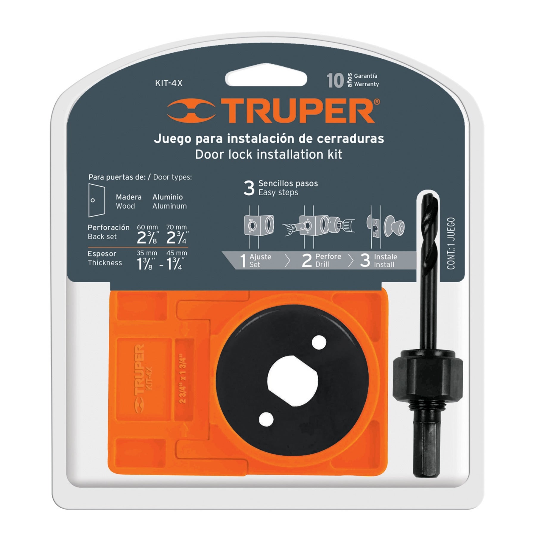 Kit para instalar cerraduras de 4 piezas y plantilla