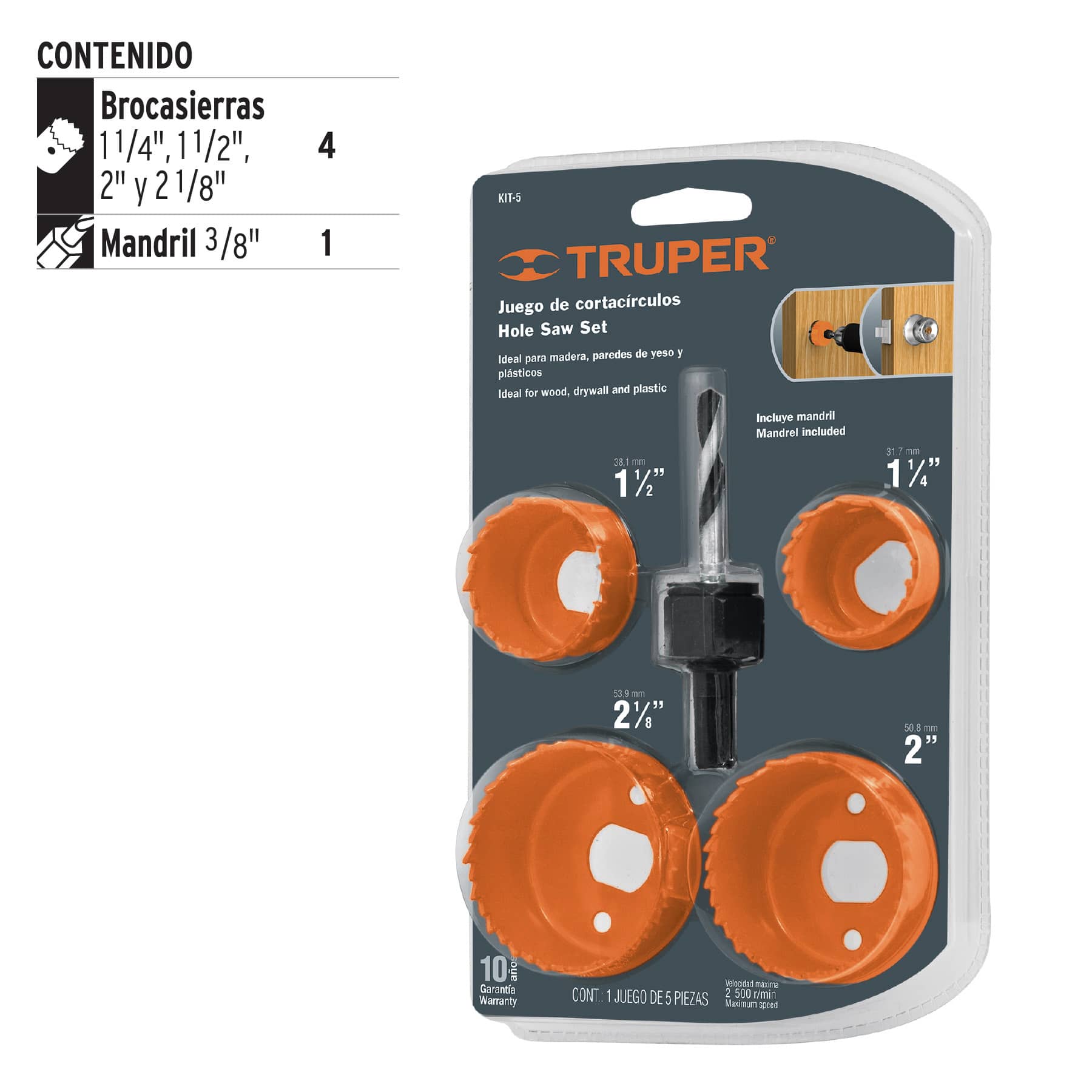 Kit de 5 brocasierras para madera, blíster