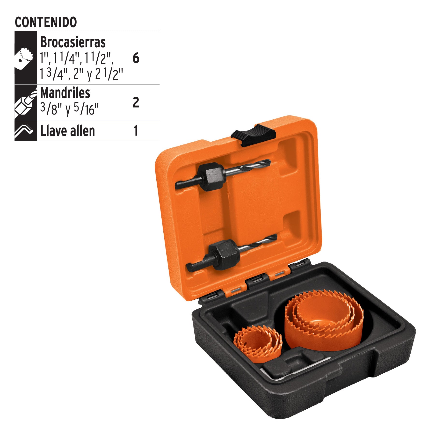 Kit de 9 brocasierras para madera en estuche