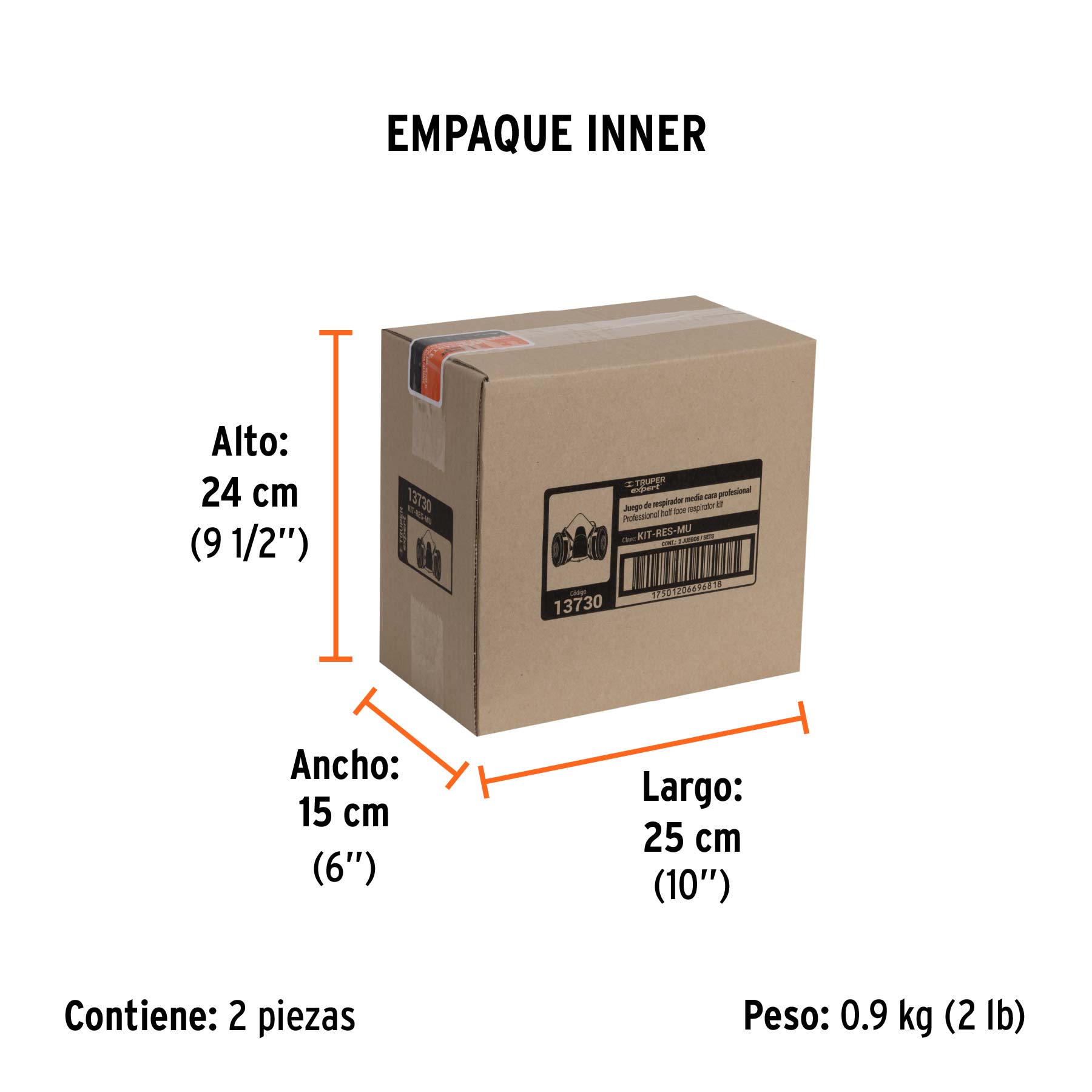 Kit respirador con cartuchos multigas, TRUPER EXPERT - Empaque