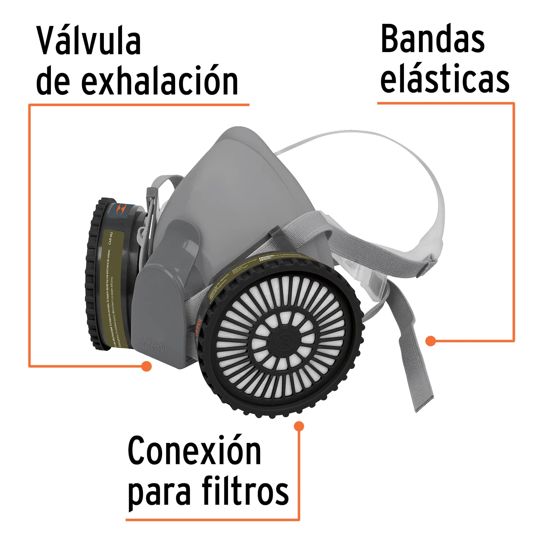 Kit respirador con cartuchos multigas, TRUPER EXPERT