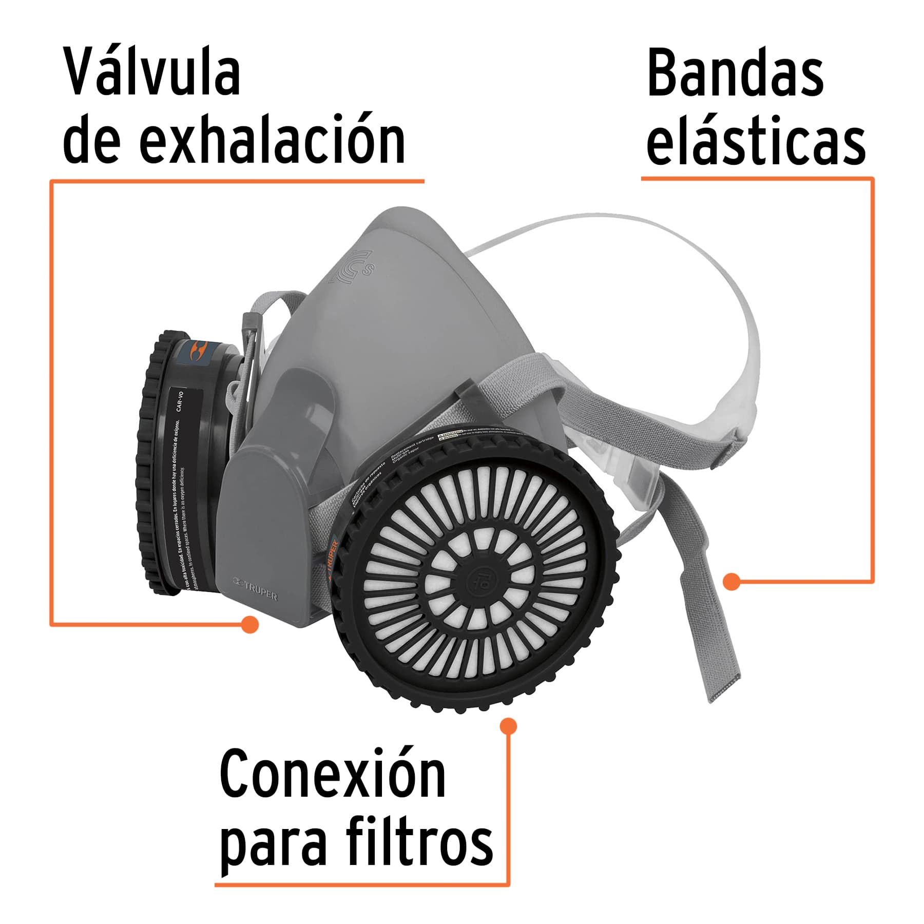 Kit respirador con cartuchos pintura y pesticida, EXPERT