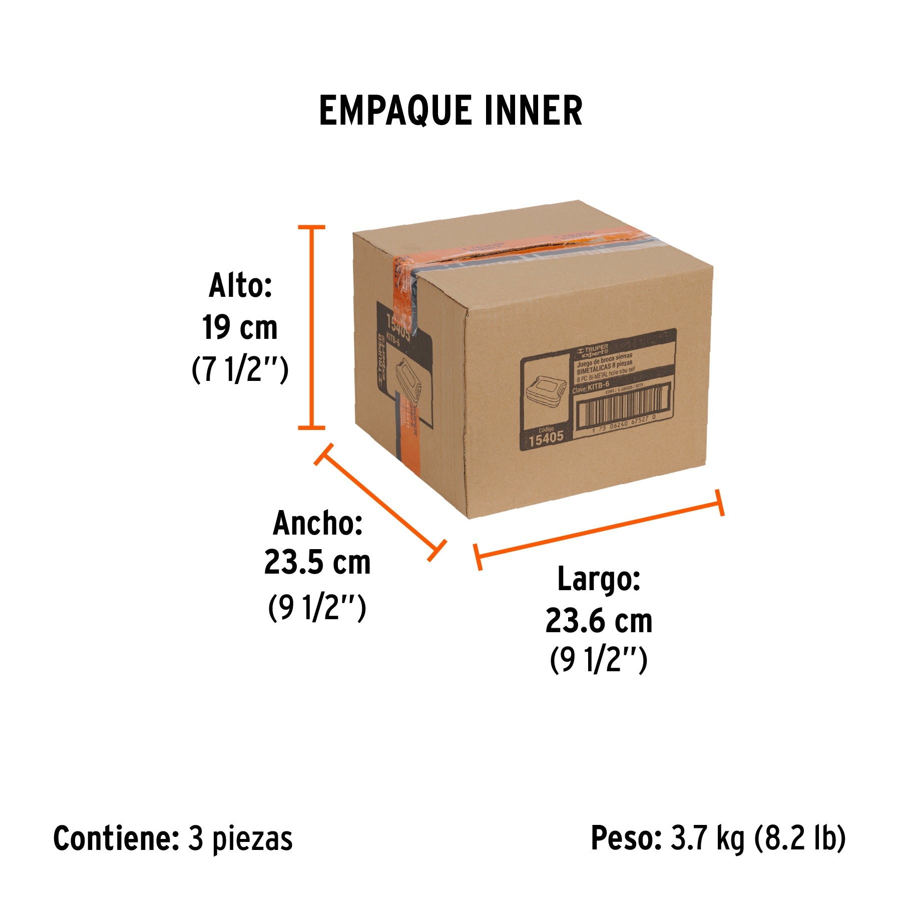 Juego de 6 brocasierras bimetálicas y 2 mandriles, EXPERT - Empaque