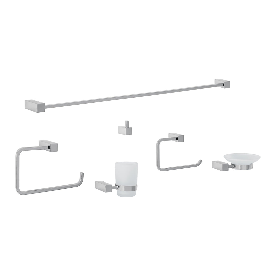 Juego de 6 accesorios para baño, cromo, FOSET KUBO