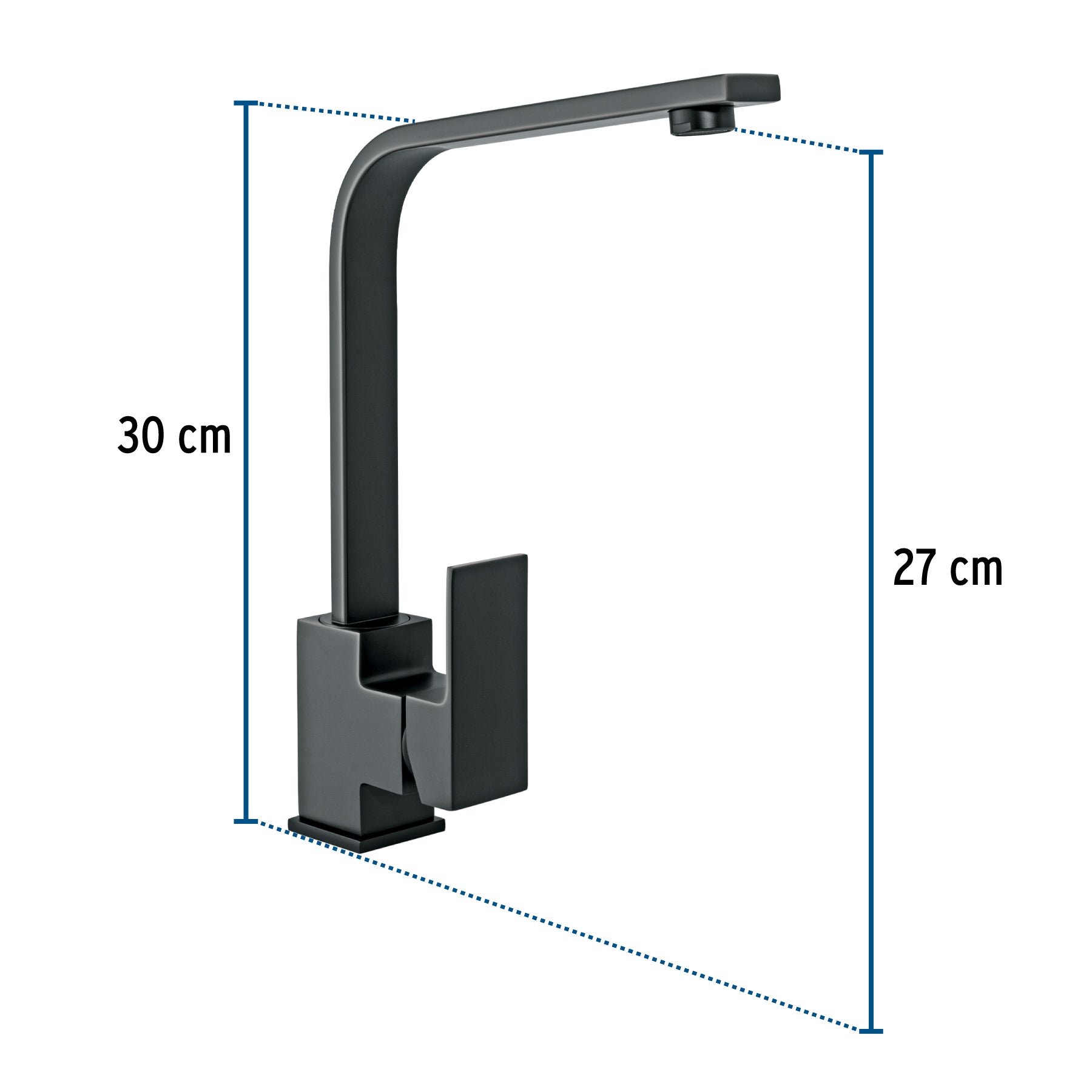 Monomando cuello alto para fregadero, negro, FOSET KUBO