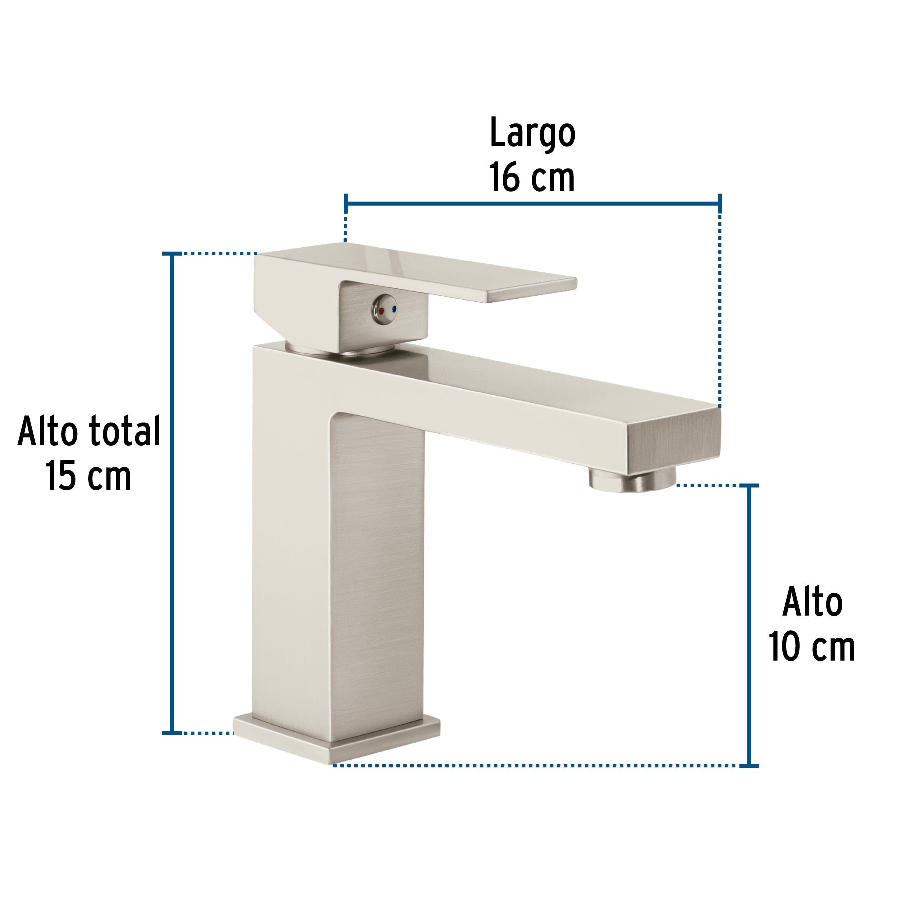 Monomando corto para lavabo, satín, FOSET KUBO