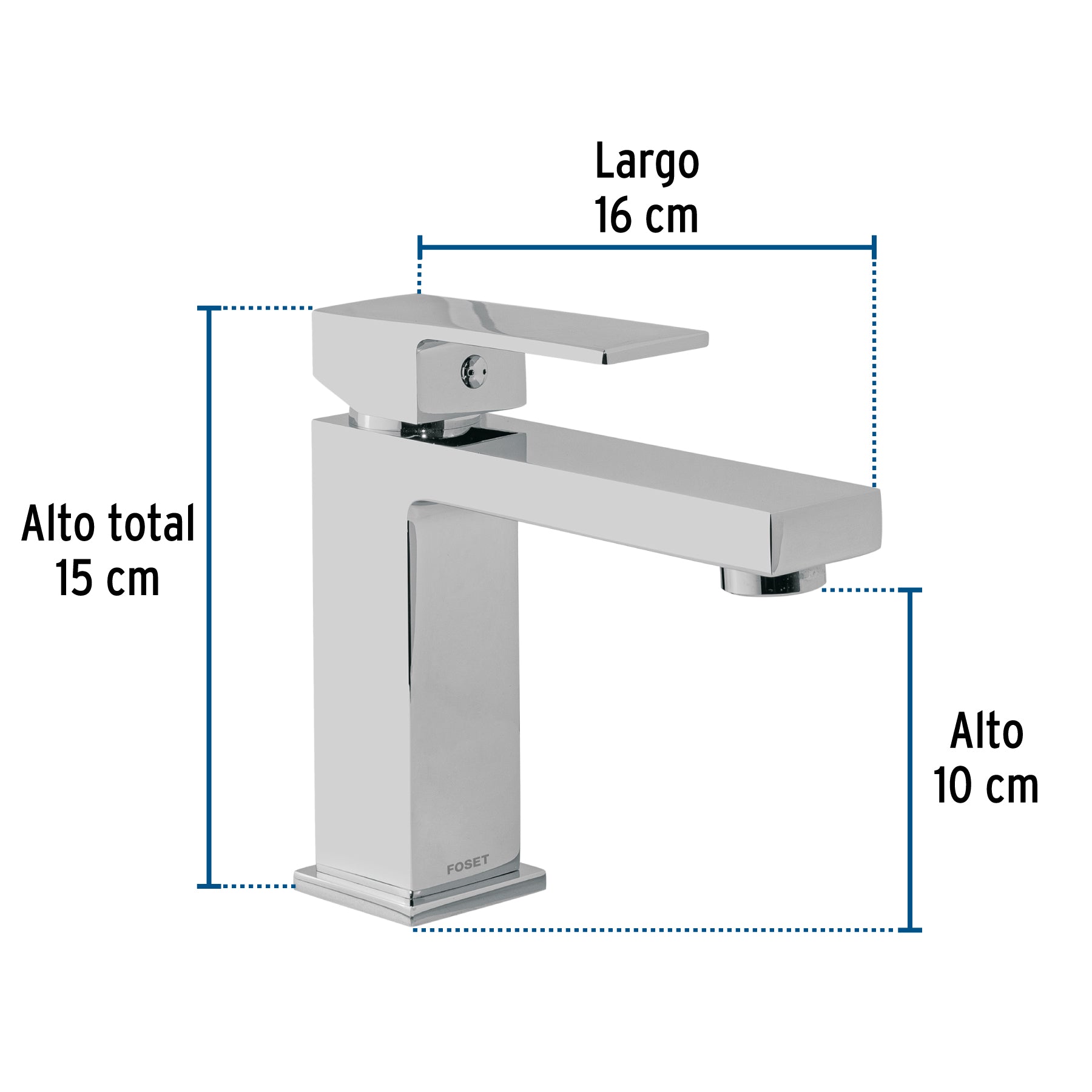 Monomando corto para lavabo, cromo, FOSET KUBO