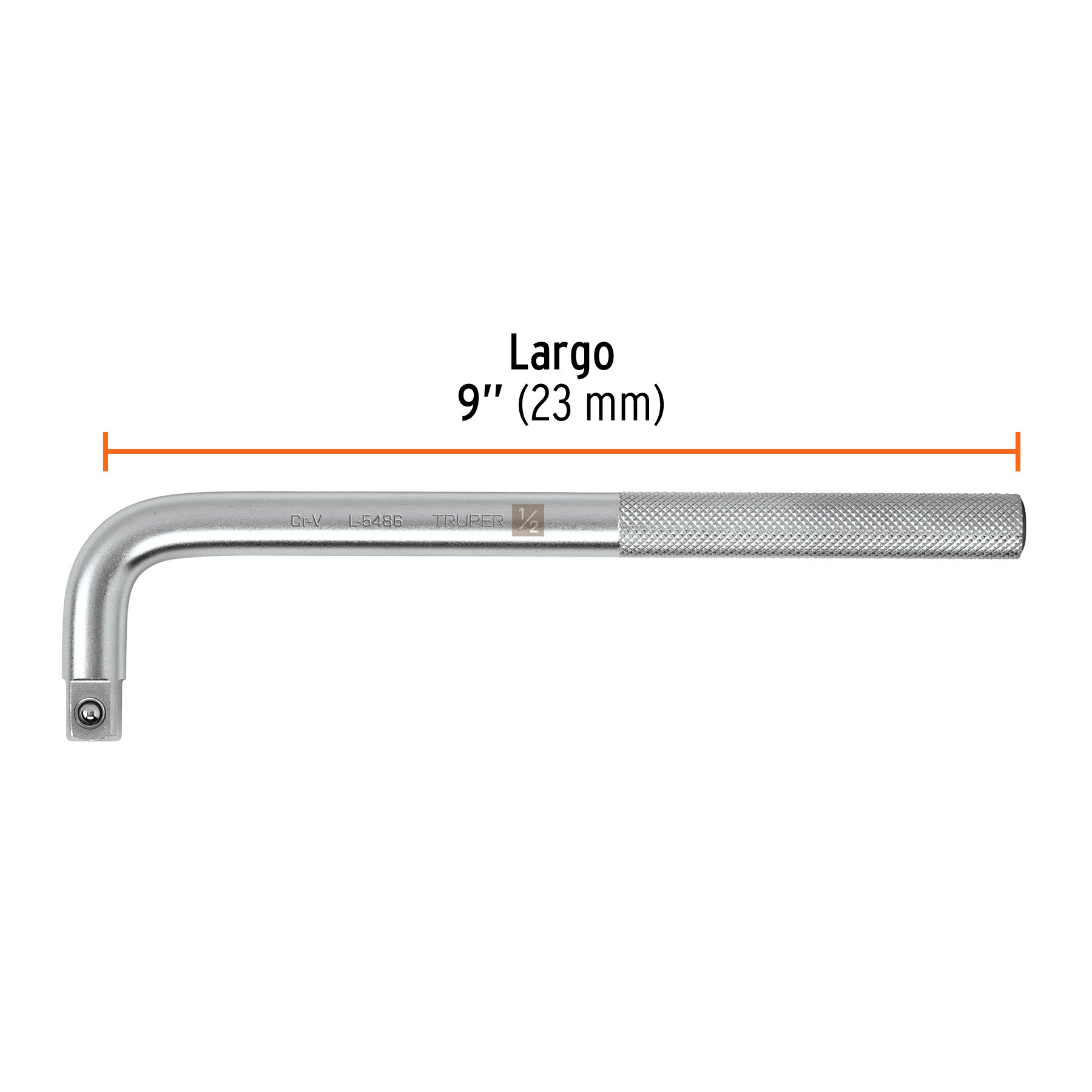 Mango cuadro 1/2" en "L", largo 9", TRUPER