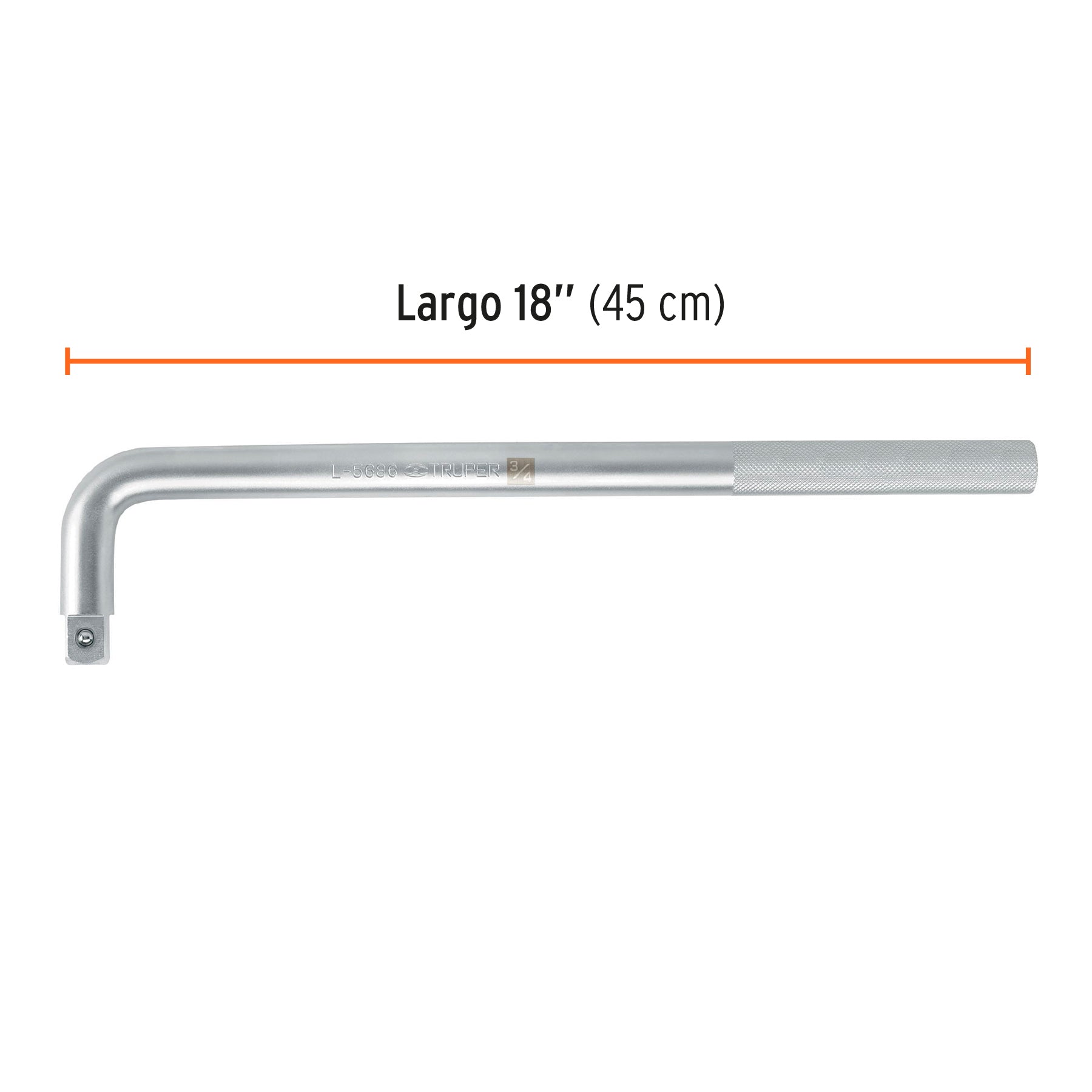 Mango cuadro 3/4" en "L", largo 18", TRUPER