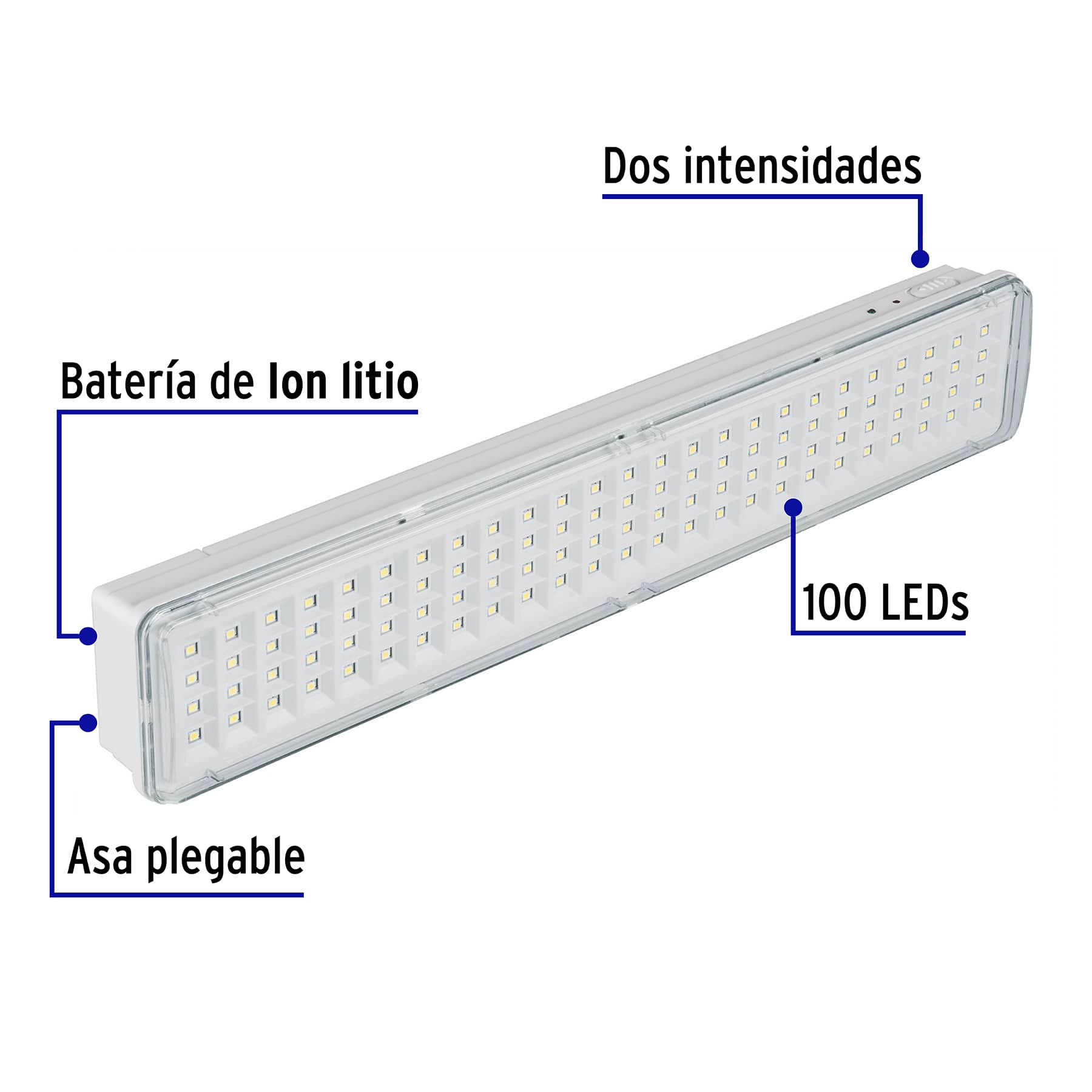 Lámpara de emergencia, 90 LEDs, 500 lm, recargable, VOLTECK